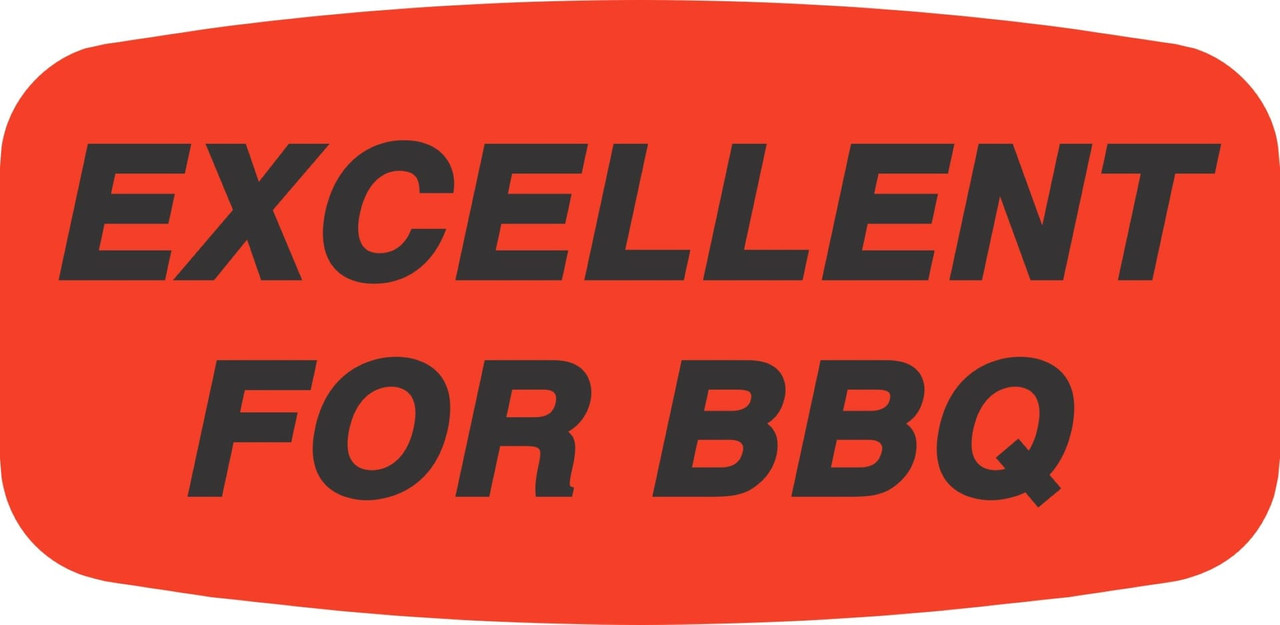 Excellent For Barbeque Label 0.625X1.25 IN Black Fluorescent Red Short Oval 1000 Count/Roll 50 Rolls/Case