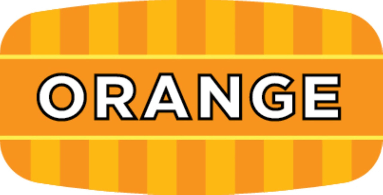 Orange Bakery Flavor Label 0.625X1.25 IN Oval 4 Color Process UV 1000 Count/Roll 50 Rolls/Case 50000 Count/Case