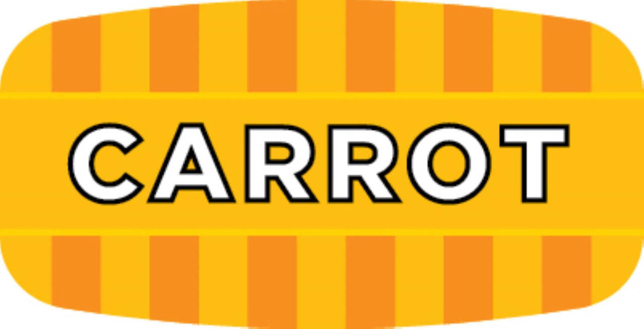 Carrot Bakery Flavor Label 0.625X1.25 IN Oval 4 Color Process UV 1000 Count/Roll 50 Rolls/Case 50000 Count/Case