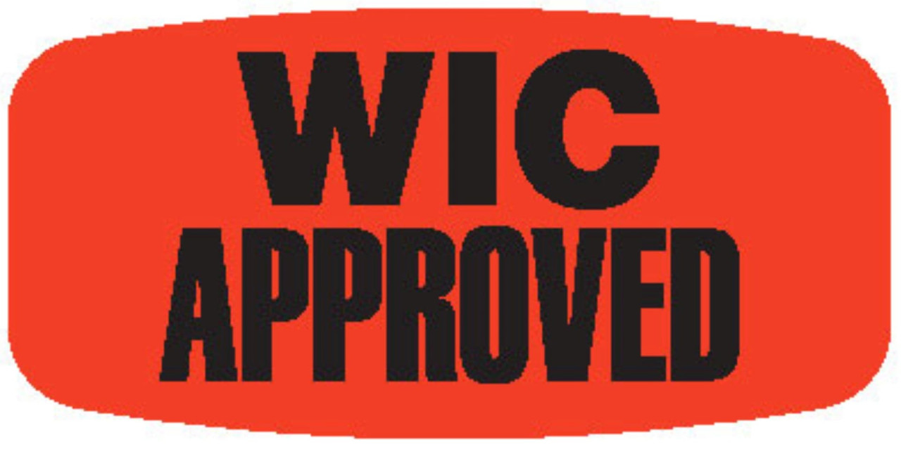 WIC Approved Label Black Fluorescent Red Short Oval Dayglo 1000 Count/Roll 50 Rolls/Case 50000 Count/Case