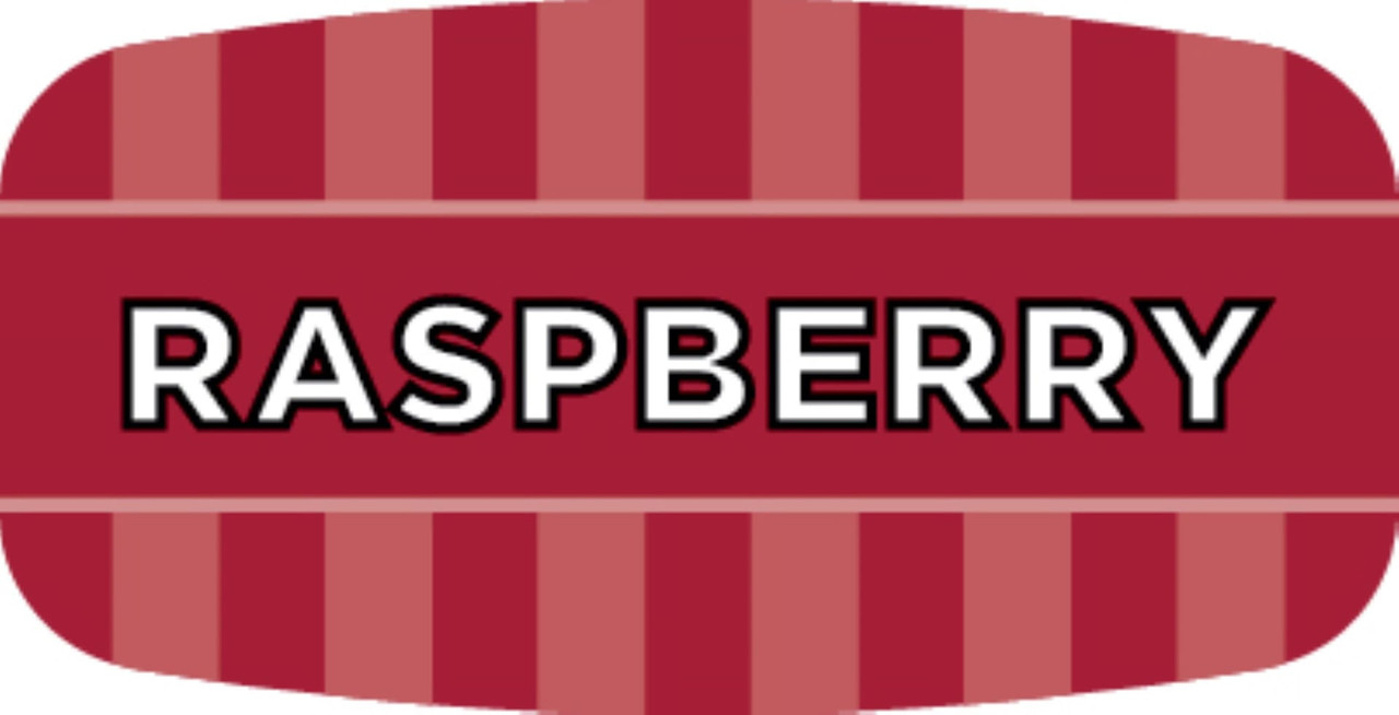 Raspberry Bakery Flavor Label 0.625X1.25 IN Oval 4 Color Process UV 1000 Count/Roll 50 Rolls/Case 50000 Count/Case