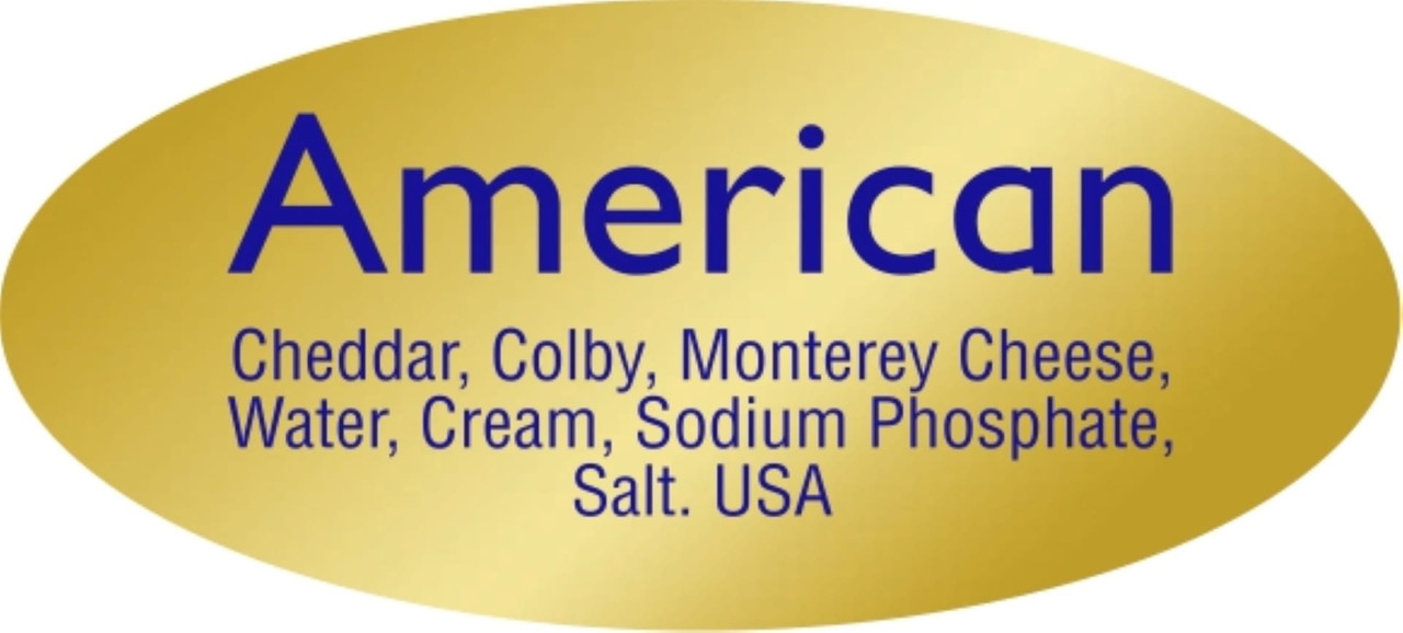 American Deli Ingredient Label 0.875X1.9 IN Blue Gold Oval Ingredients 500 Count/Roll 10 Rolls/Case 5000 Count/Case