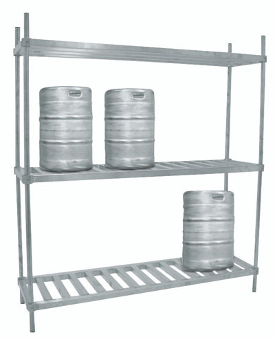 Rack 80X20X76 IN Aluminum For Keg Storage 3 Shelves 1/Each