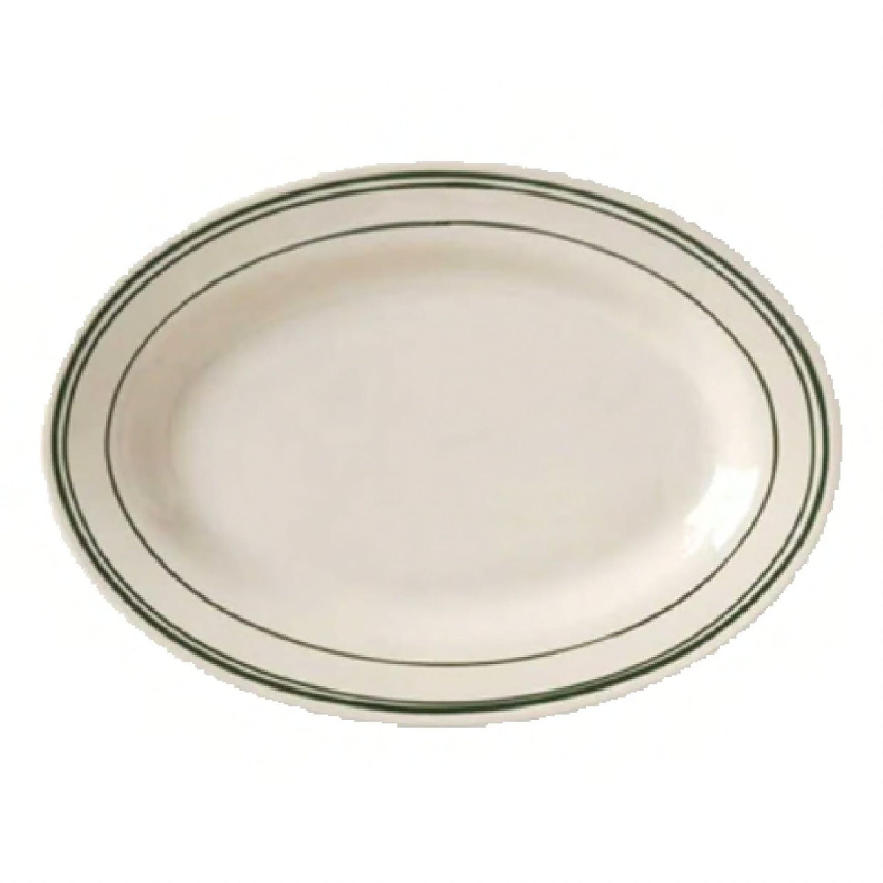 Del Mar Green Collection Platter 12.5 IN China American White Rolled Edge Wide Rim Dishwasher Safe 12/Case