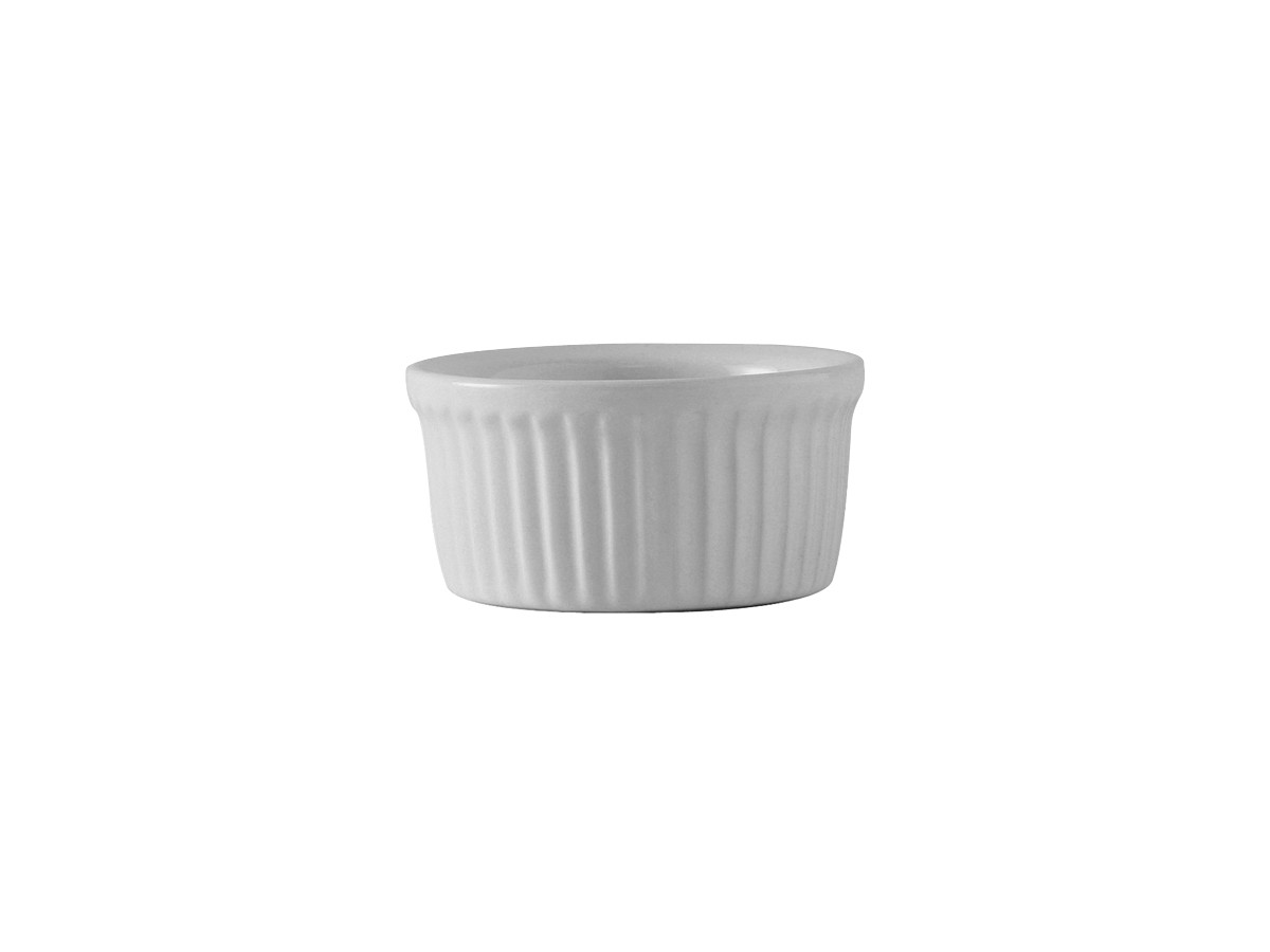 Ramekin 3 IN 2.5 OZ China White Round Fluted Fully Vitrified Oven Safe Dishwasher Safe Microwave Oven Safe 48/Case