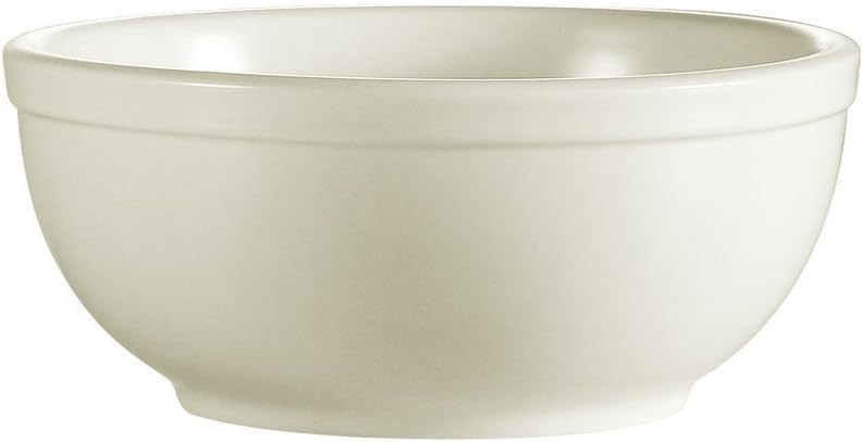 Nappie Bowl 15 OZ Stoneware American White Rolled Edge 36/Case