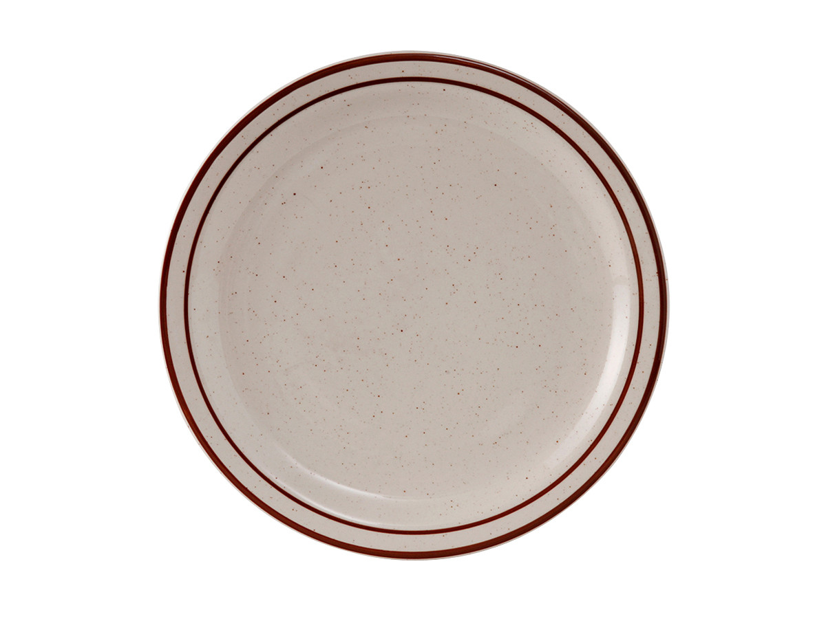 Bahamas Plate 9 IN China Eggshell Brown Round Narrow Rim Speckled Fully Vitrified 24/Case