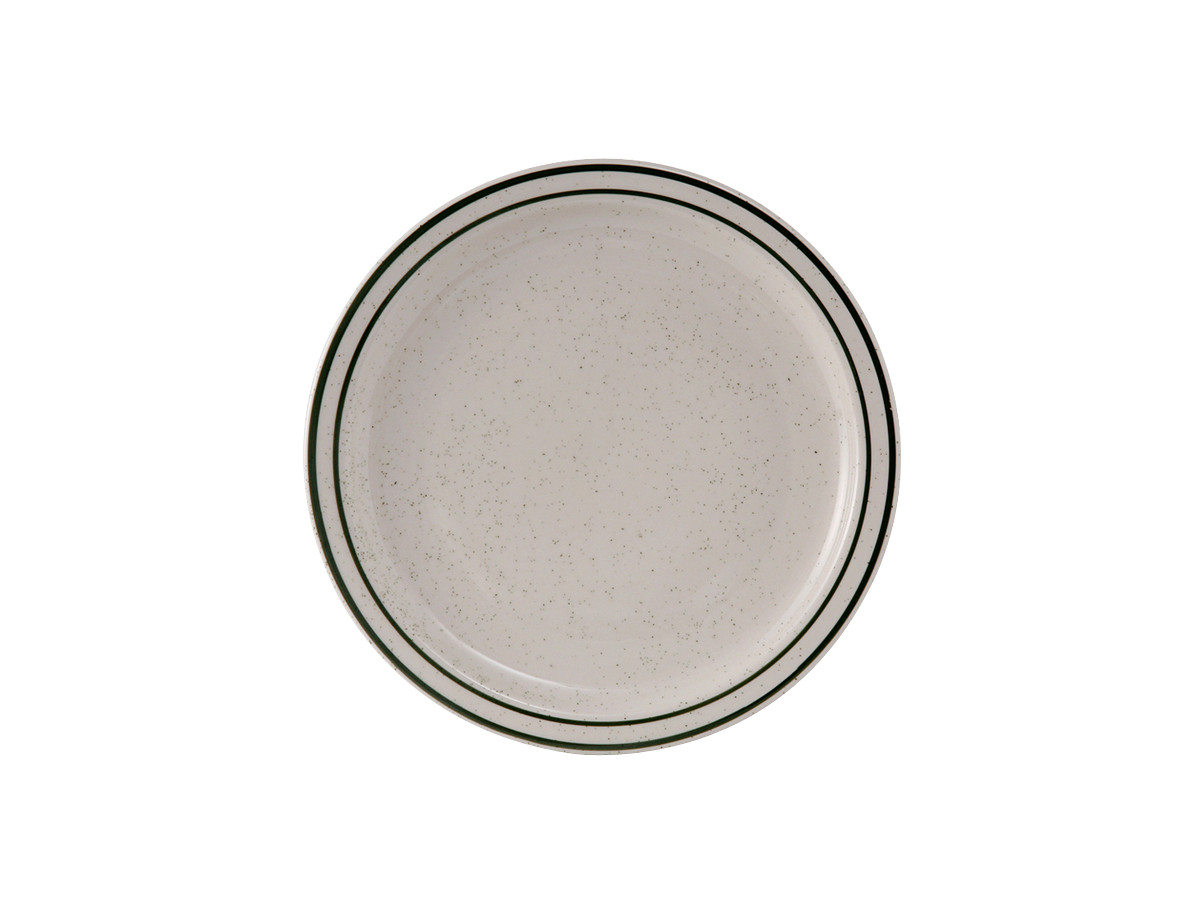 Emerald Collection Plate 6.5X6.5X6.5 IN China Eggshell Green Round Narrow Rim Banded Speckled Fully Vitrified 36/Case