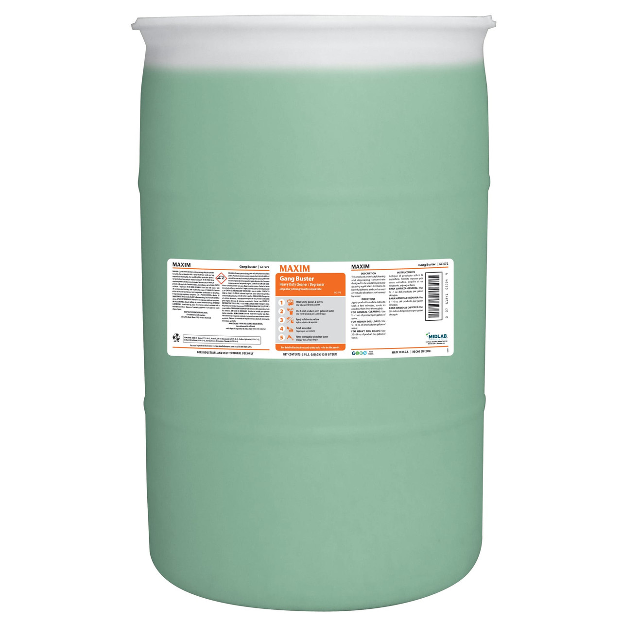 Maxim® Gang Buster Degreaser 55 GAL Multi Surface Concentrate Non-Butyl 55/Drum