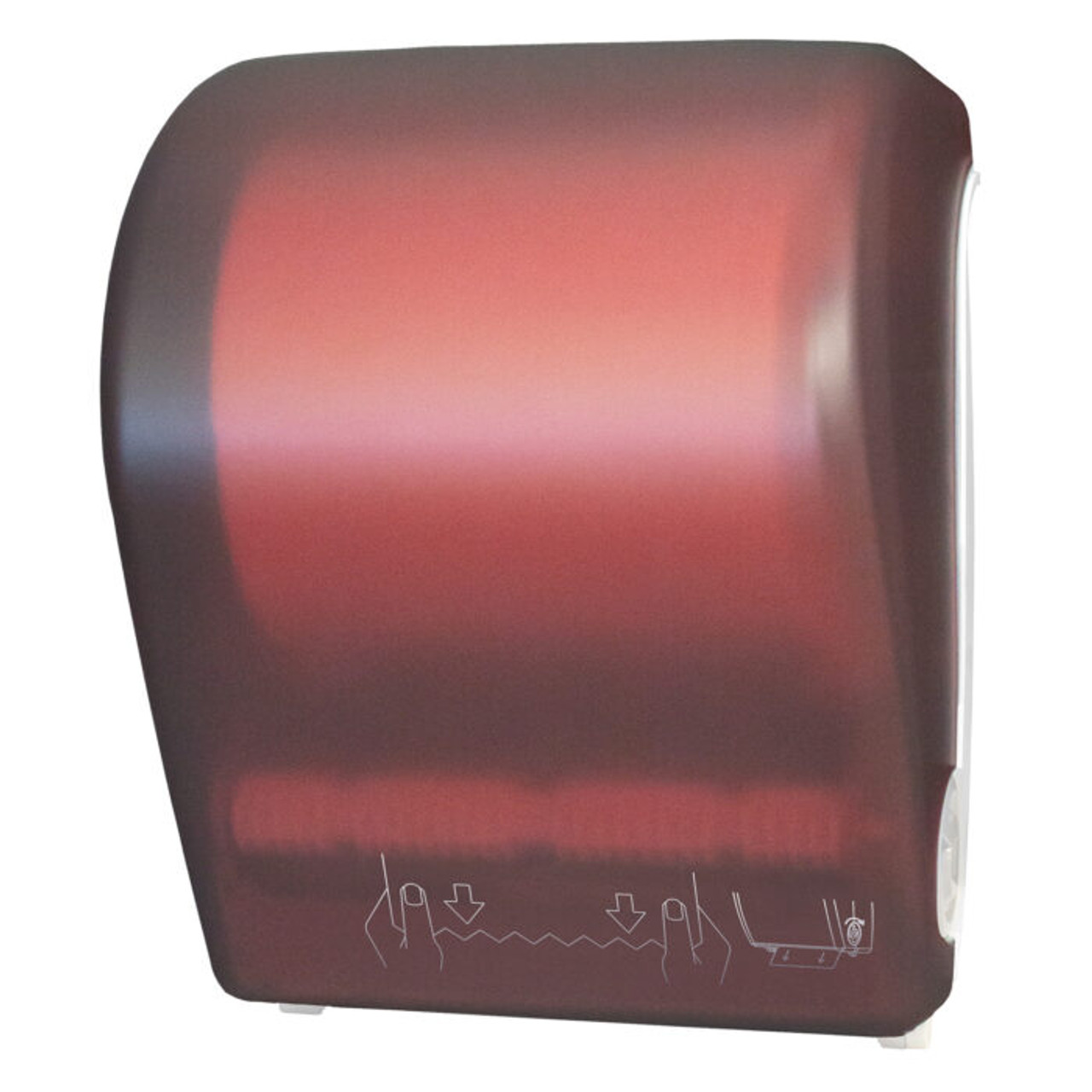 Palmer Fixture Mechanical Auto-Cut Roll Paper Towel Dispenser Red Translucent TD0201-26