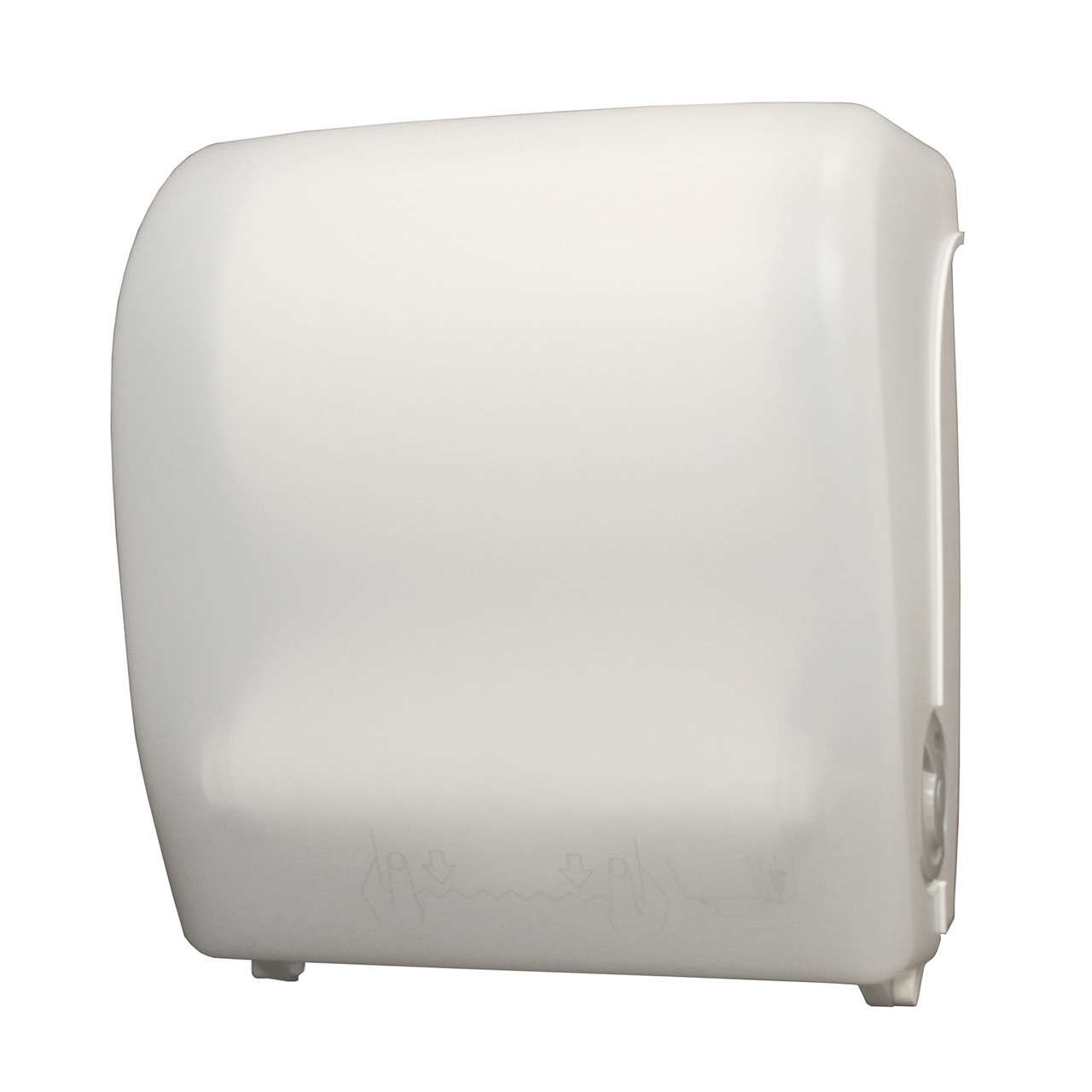 Palmer Fixture Mechanical Hands Free Roll Paper Towel Dispenser - 6” White Translucent TD0202-03