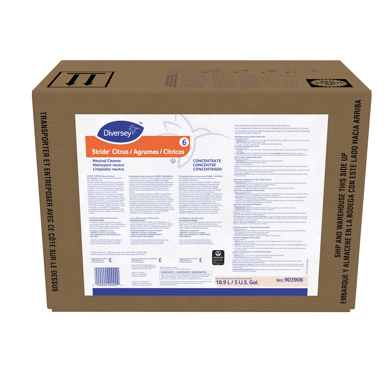 Stride Citrus Scent All Purpose Cleaner 5 GAL Daily Neutral Liquid Concentrate Bag-in-Box (BIB) Kosher 1/Case