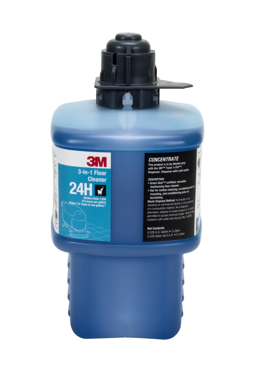 3M™ 24H 3-in1 Floor Cleaner 2 L All Purpose Liquid Concentrate No Rinse 6/Case