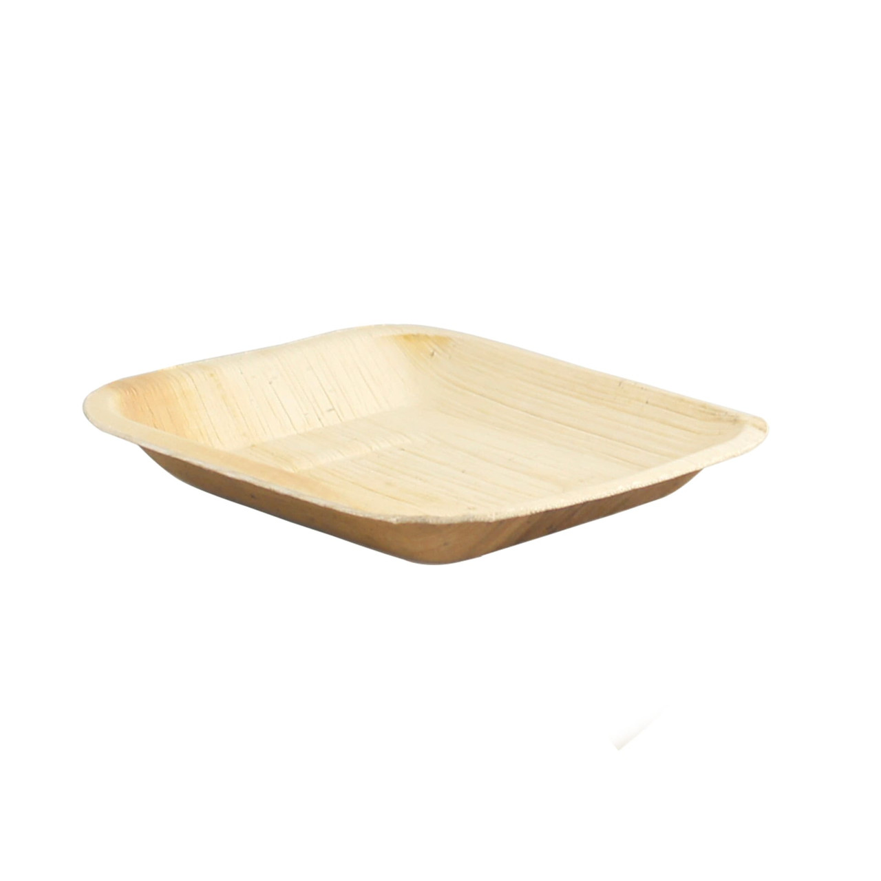 Plate 6.3X6.3 IN Palm Leaf Natural Square 25 Count/Pack 4 Packs/Case 100 Count/Case