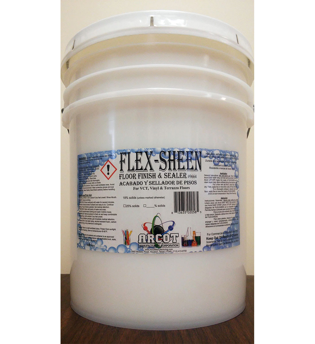 Flex-Sheen Floor Finish 5 GAL Acrylic 18% Solids High Gloss Self-Shining 1/Pail