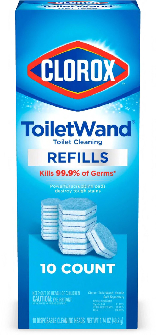 Clorox® Disinfecting Toilet Bowl Brush Blue White Wand Refill Heads 20/Box