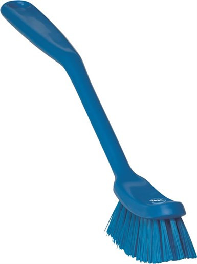 Vikan® Dishes Brush 11.4X1X2.6 IN PP Polyester Stainless Steel Blue Narrow Medium 1/Each