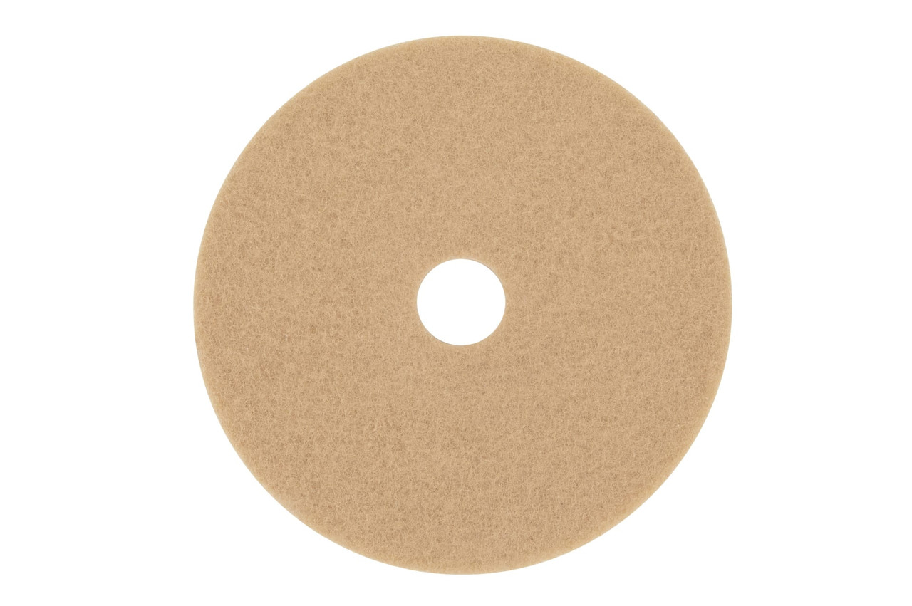 3M™ 3400 Burnishing Pad 19X1 IN Tan Non-Woven Polyester Fiber 1500-3000 RPM Center Hole 5/Case