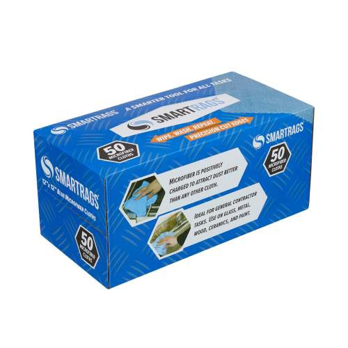 HOSPECO® Smart Rags Cleaning Cloth 12X12 IN Microfiber Blue 18 Gram Seamless Lint-Free Economy 50 Count/Box 8 Box/Case