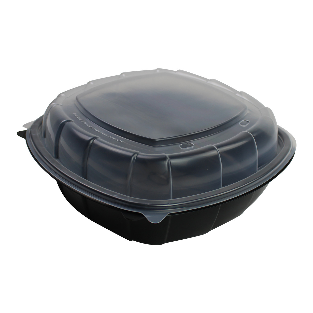 Take-Out Container Hinged With Dome Lid 10X10X2.34 IN PP Black Clear Square Deep 144/Case