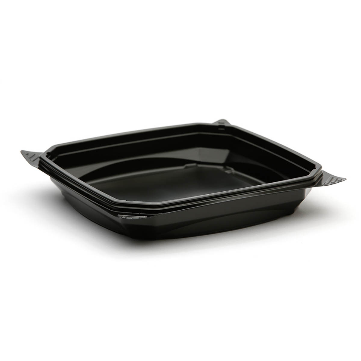 The BOTTLEBOX ® Take-Out Container Base 10.25X10.25X1.95 IN PP Black Square Microwave Safe 220/Case