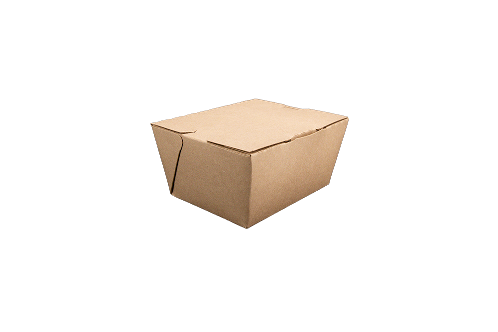 ChampPak #1 Take-Out Box Fold-Top 4.375X3.5X2.5 IN Clay-Coated Paperboard Kraft Rectangle 450/Case