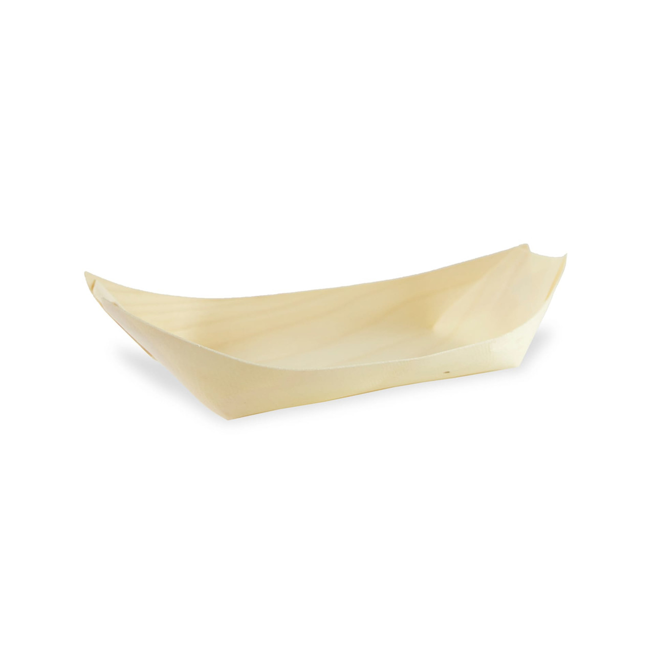 Food Tray 0.75 LB Wood Boat Microwave Safe Oven Safe Grease Resistant 50 Count/Pack 10 Packs/Case 500 Count/Case