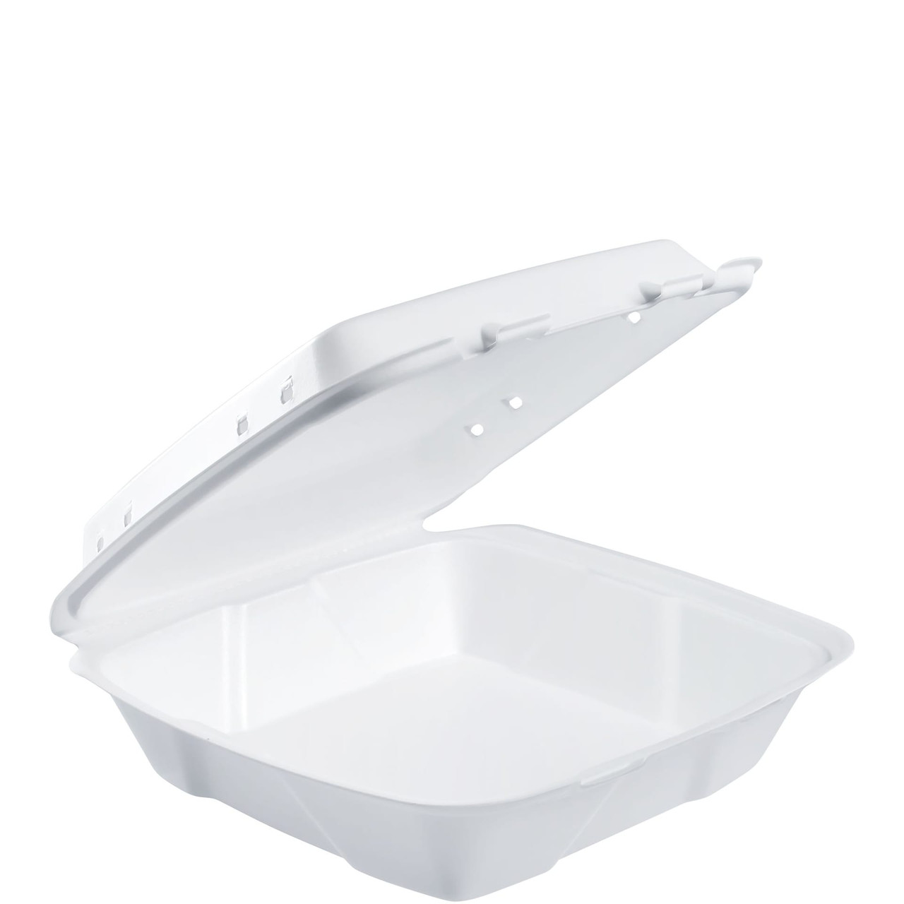 Dart® Take-Out Container Hinged 9.4X9.01X3.1 IN XPS White Insulated Convertible Vented 100 Count/Pack 2 Packs/Case