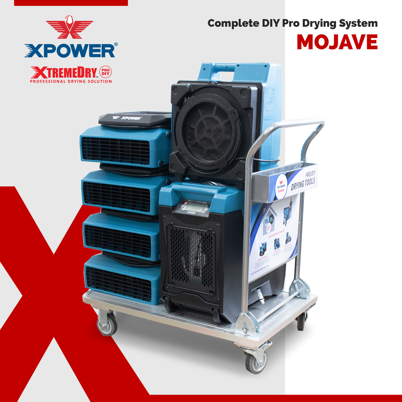 XTREMEDRY® Mojave Dehumidifier Includes Cart, Dehumidifier, (4) Air Movers, Air Scrubber HEPA Filter 1/Each