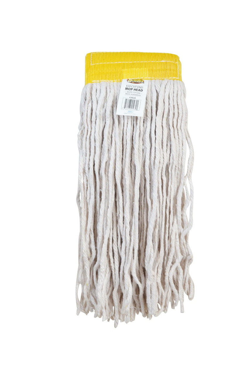 Mop Head #24 White Cotton 4PLY Cut End 5IN Headband 12/Case