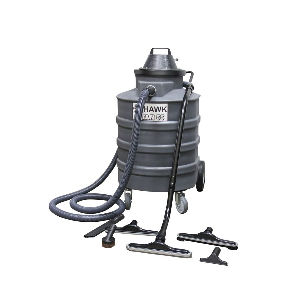 Titan Wet & Dry Vacuum 55 GAL Gray 2 HP With 35FT Cord Rear-Mounted Quick-Drop Drain Valve With Casters 1/Each