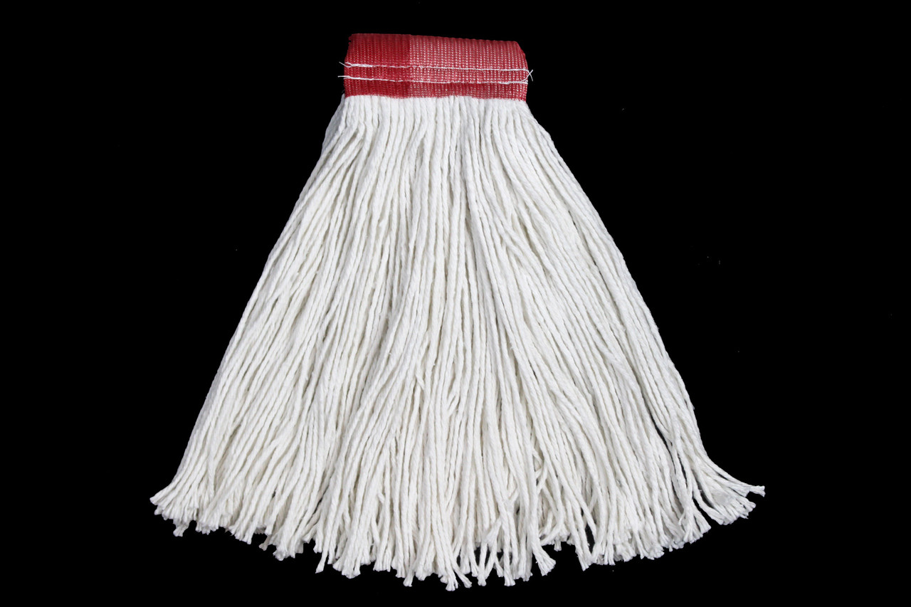 Mop Head White Red Rayon 4PLY Cut End 1/Each