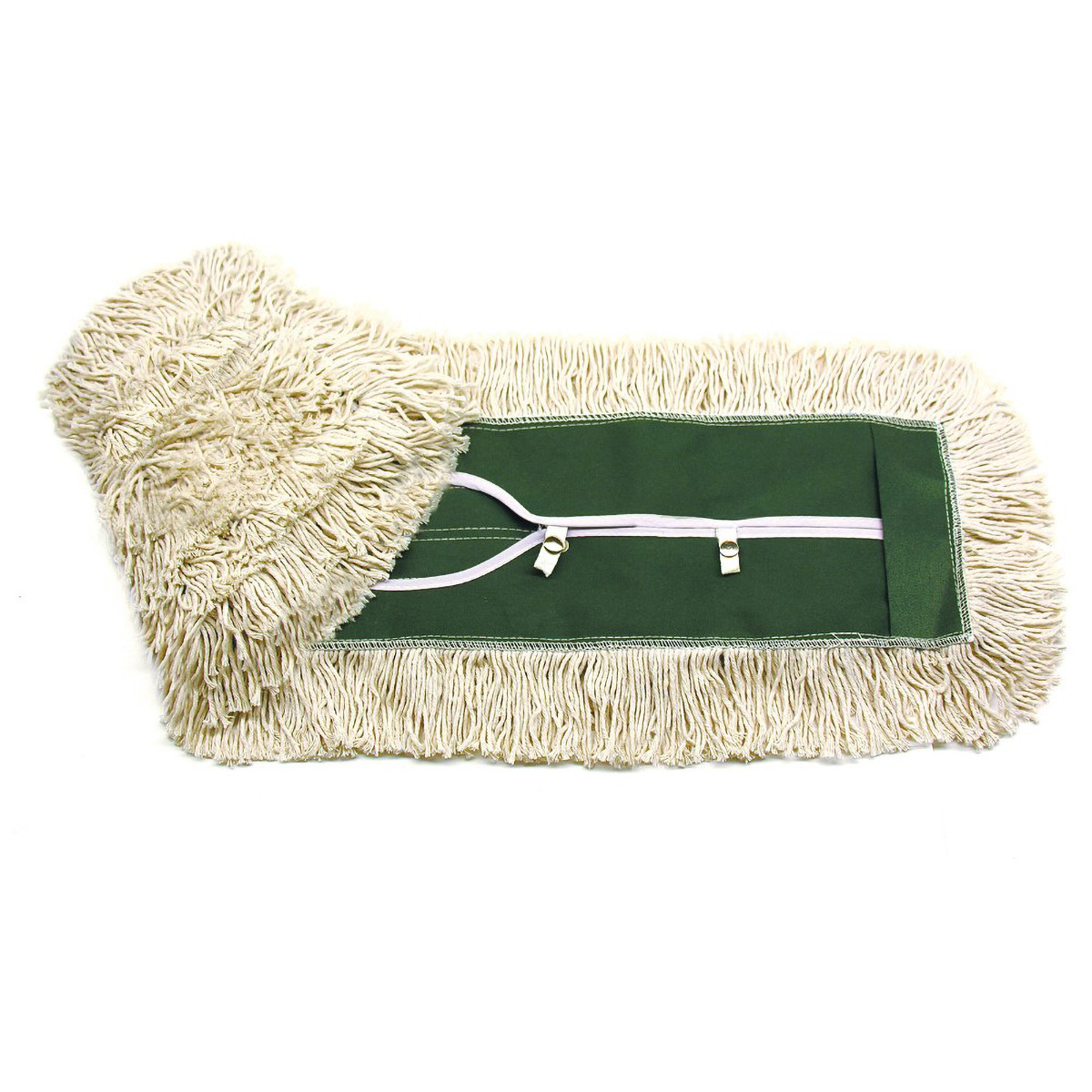 MaxiDust® Dust Mop Head 24X5 IN White Green Cotton Cut End 12/Case