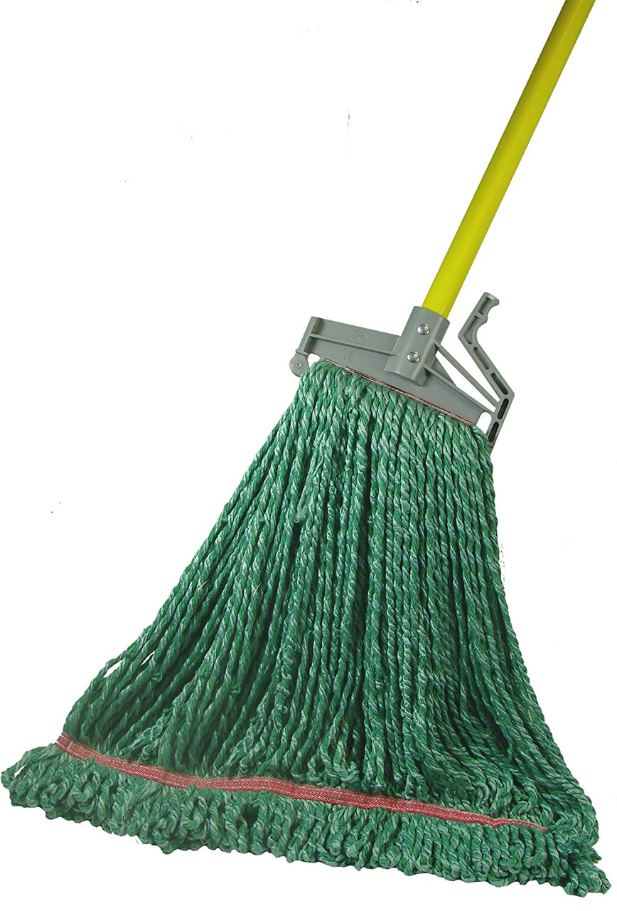 Mop Head Large (LG) Green Microfiber Cut End Launderable 1.25IN Narrow Headband 12/Case