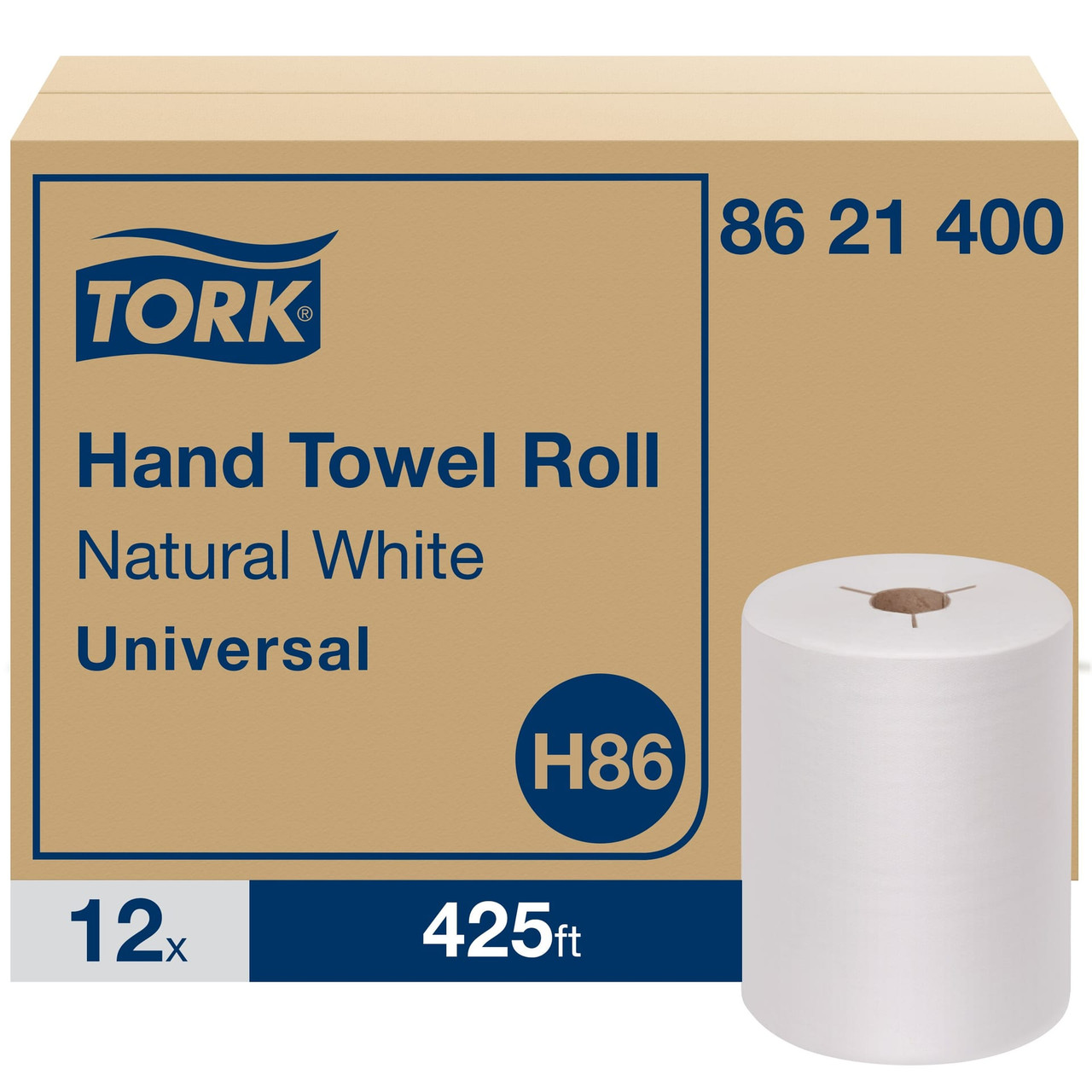 Tork Roll Paper Towel H86 8IN X425FT White Embossed Controlled Refill 1 Count/Pack 12 Packs/Case 12 Count/Case