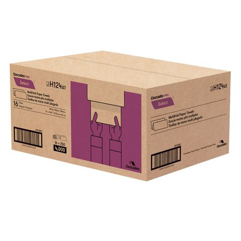 Cascades PRO Select® Folded Paper Towel 9X9.45 IN 9X3.2 IN 1PLY White Multifold 250 Sheets/Pack 4000 Sheets/Case