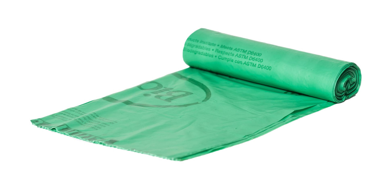 Compostable Liner 42X48 IN 48 GAL Green Plant Fiber 0.8MIL 10 Count/Pack 8 Packs/Case 80 Count/Case
