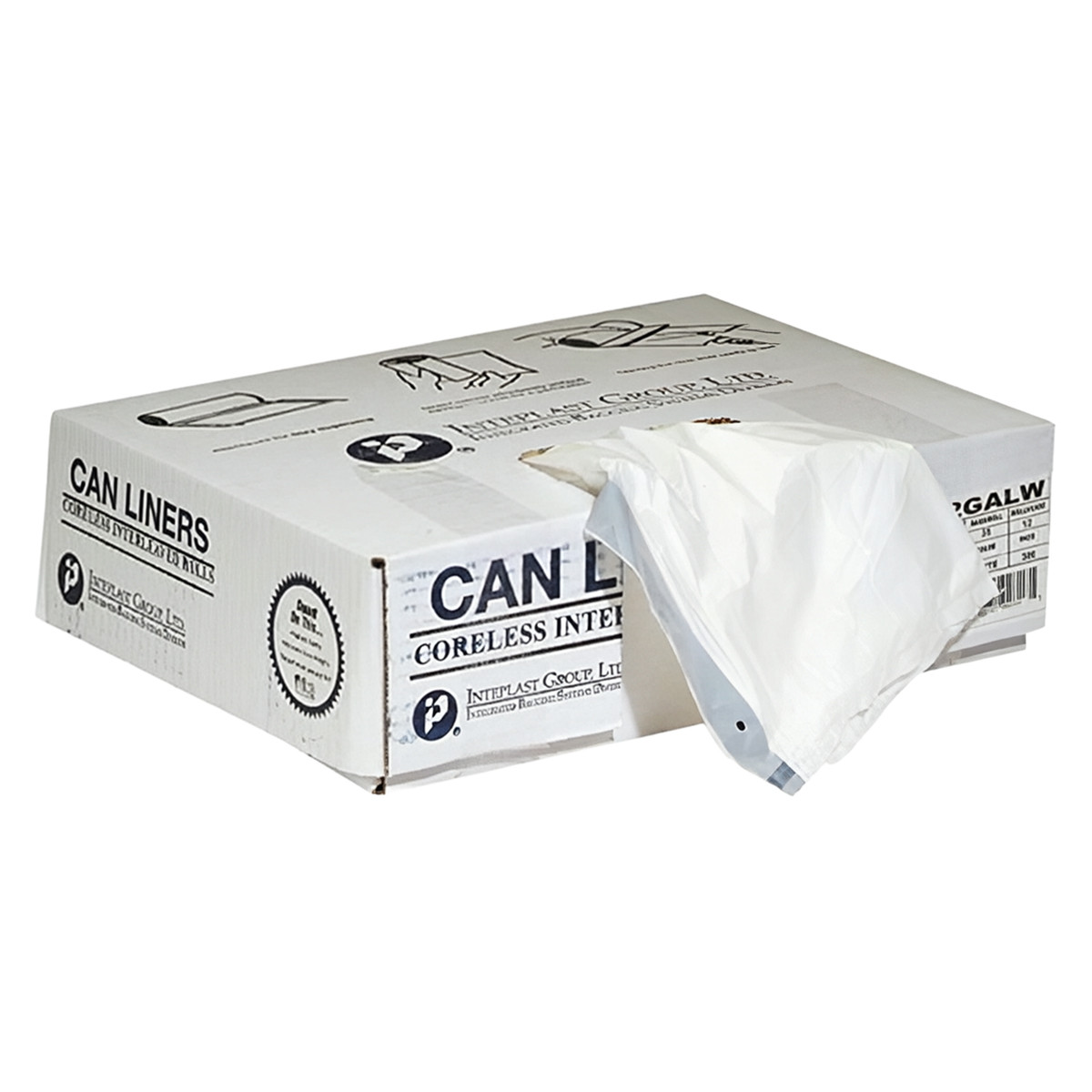 Draw Tuff® Can Liner 36.5X44.5 IN 44 GAL Natural LLDPE 1MIL With Drawstring Closure 100/Case