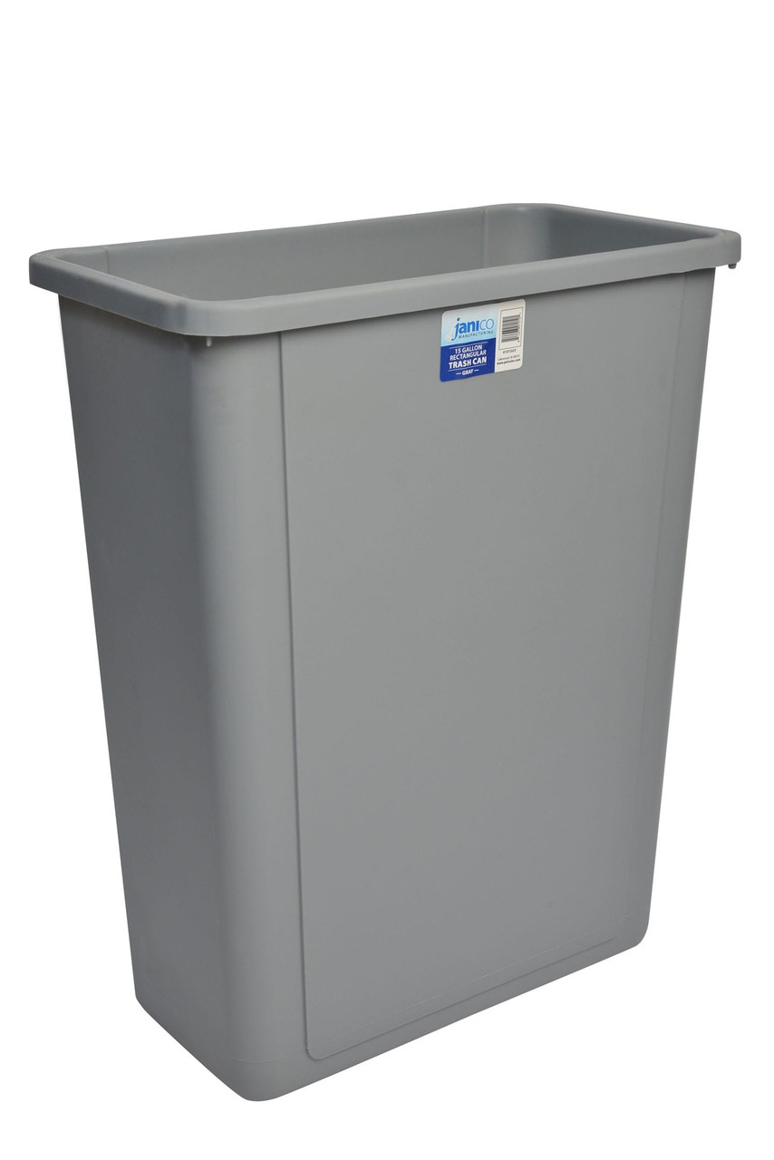 Trash Can 15 GAL 60 QT Gray Plastic 1/Each