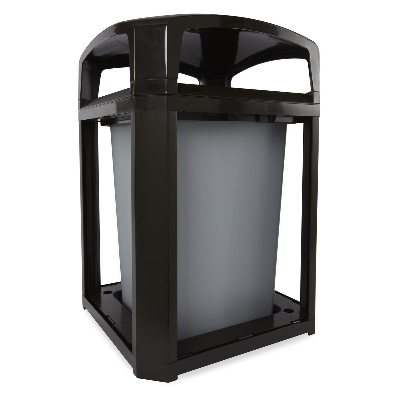 Landmark Series® Landfill 1-Stream Trash Container Frame 26X26X46.50 IN 50 GAL Black Resin Dome Lid Rigid Liner 1/Each