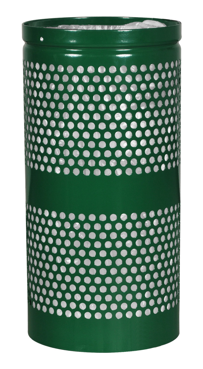 Landscape Series Outdoor Trash Receptacle 10 GAL Hunter Green Steel 1/Each