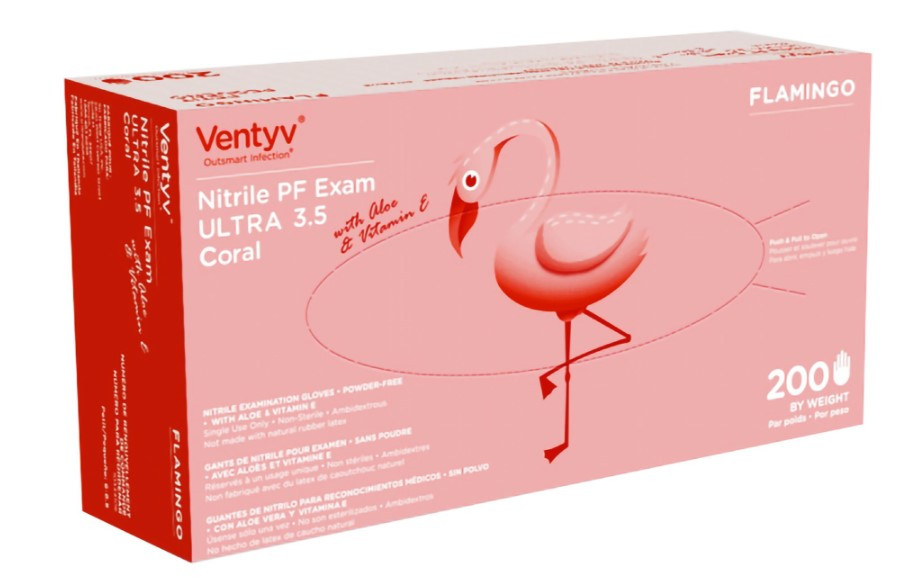 Examination Gloves Medium (MED) Nitrile Powder-Free Coated with Aloe & Vit E 200/Case