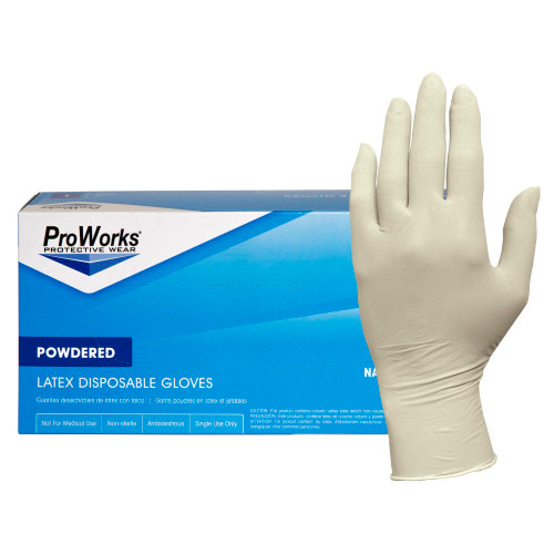 ProWorks® Gloves Small (SM) Natural 5MIL Micro Texture Latex Powdered 100 Count/Box 10 Box/Case