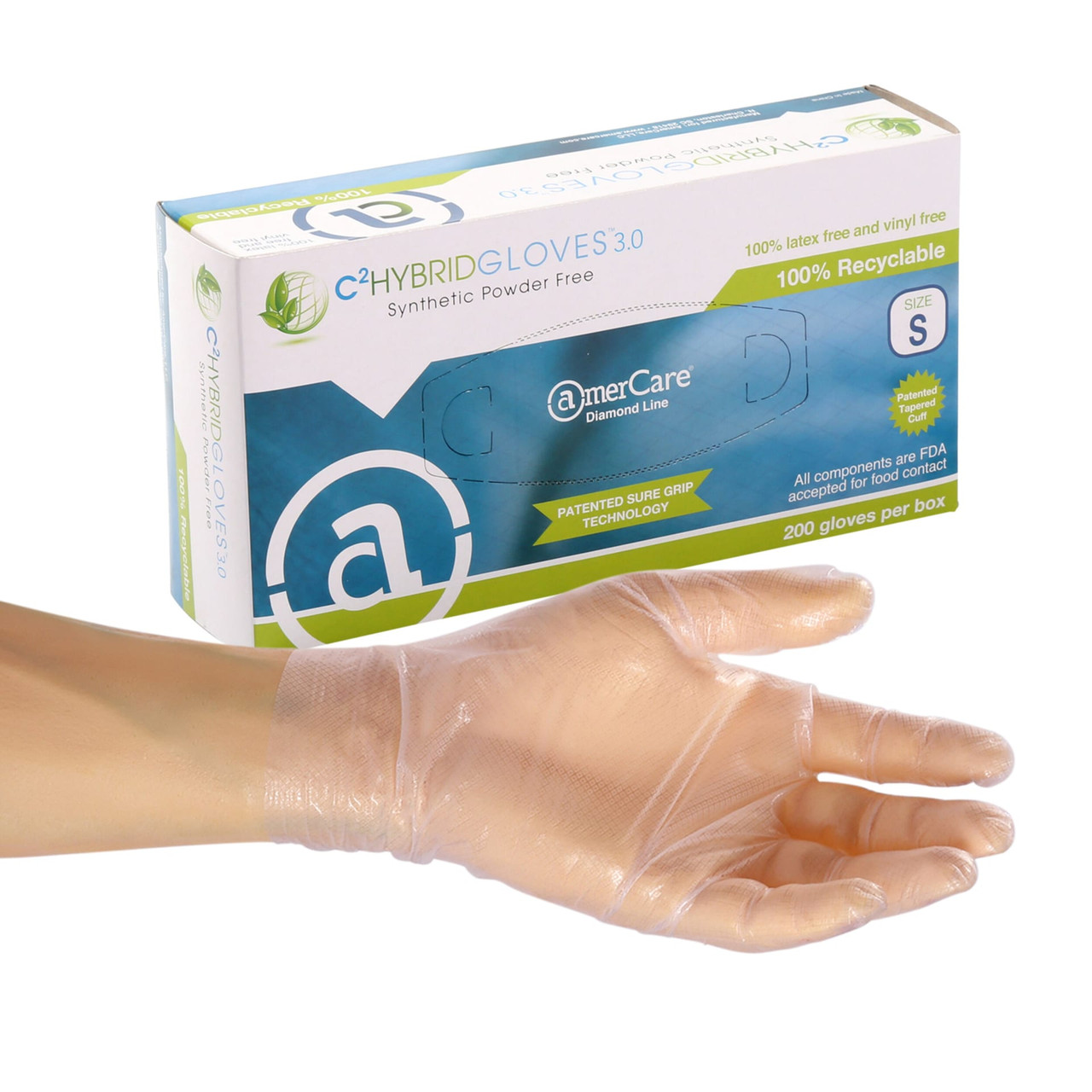 Gloves Medium Weight Synthetic Hybrid Powder-Free Diamond Gip 200 Count/Pack 5 Packs/Case 1000 Count/Case