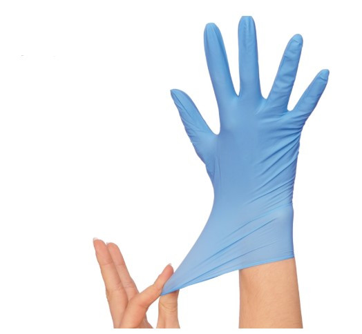 ADVANCE Examination Gloves Medium (MED) Blue 5MIL Nitrile Powder-Free Ambidextrous Beaded Cuff 100 Count/Box 10 Box/Case
