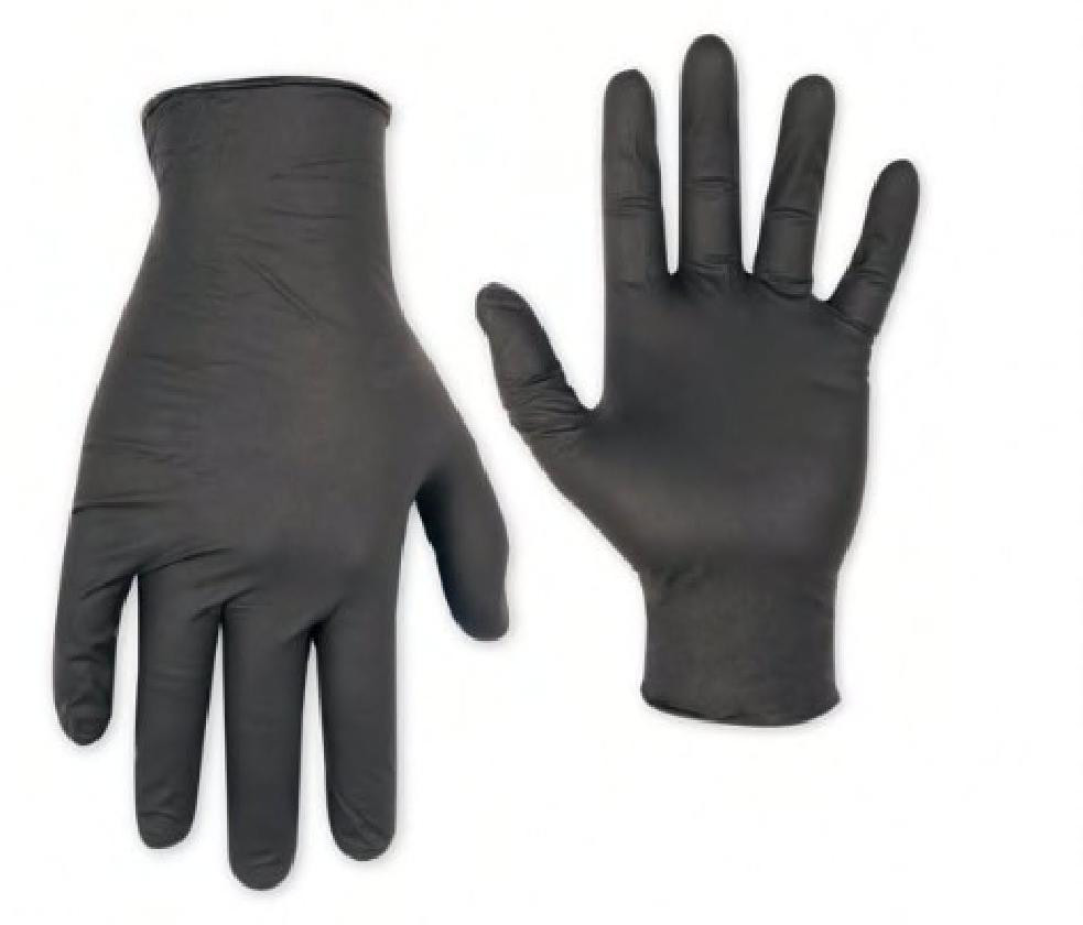 ADVANCE Gloves Small (SM) Black 6MIL Nitrile Powder-Free Ambidextrous Beaded Cuff 100 Count/Box 10 Box/Case