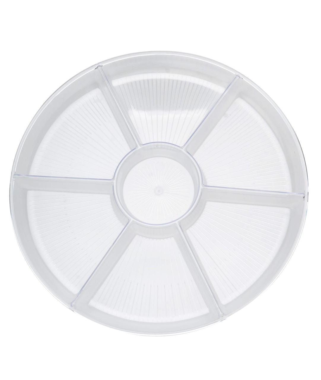 Platter Pleasers Serving Tray Base 16 IN 7 Compartment Plastic Clear Round 12/Case