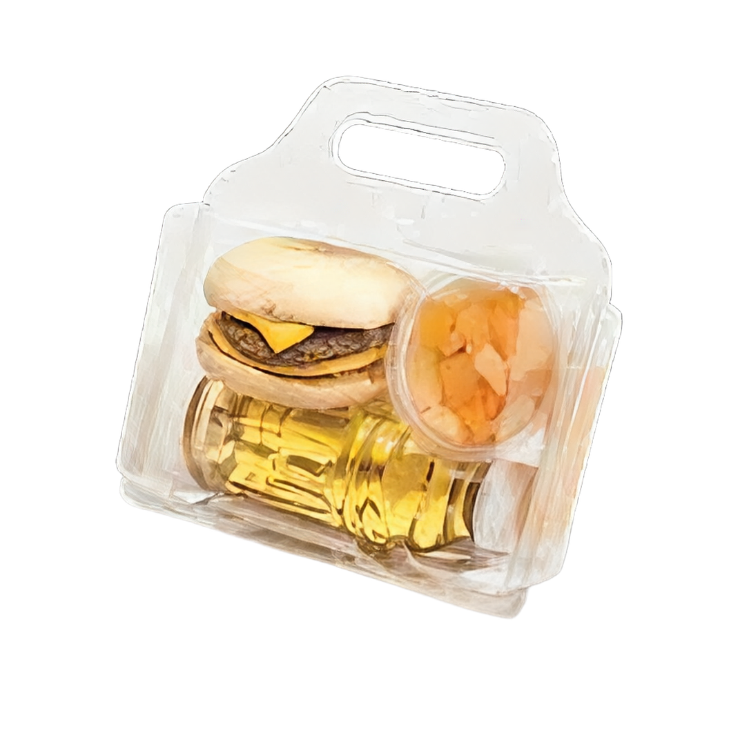 WNA Atrium Lunch Take-Out Container Hinged Barn 7.75X7.5X3.56 IN PET Clear Rectangle With Handle 100/Case