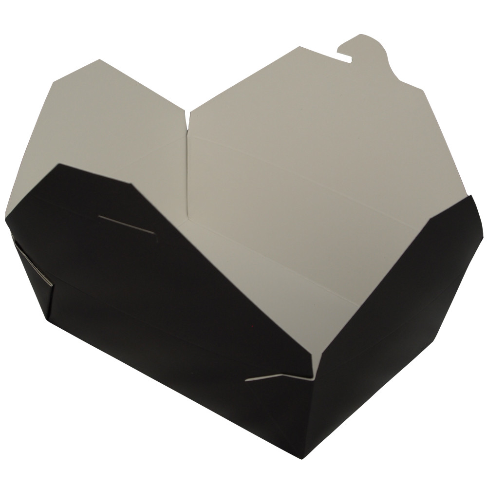 Bio-Pak® #3 Take-Out Box Fold-Top Paper Black Oblong 200/Case