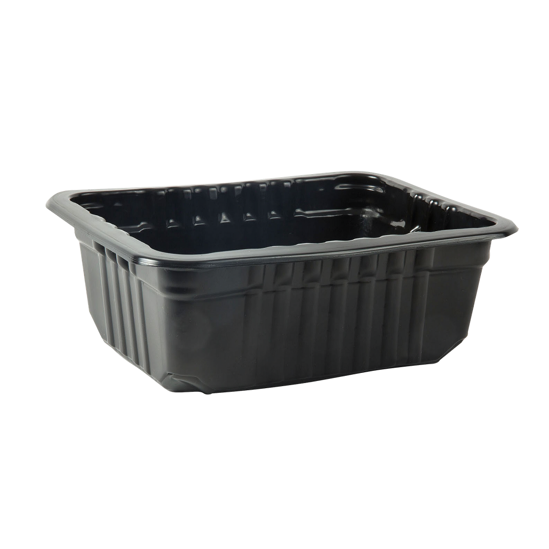Meat Take-Out Container Base 8.75X6.72 IN PP Black Rectangle Microwave Safe 3640/Pallet